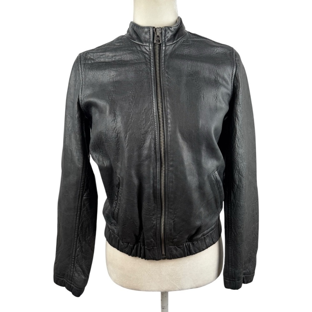 Lucky Brand Ana 100% Lamb Leather Jacket Moto Full Zip Womens Size XS Bomber - Picture 5 of 16